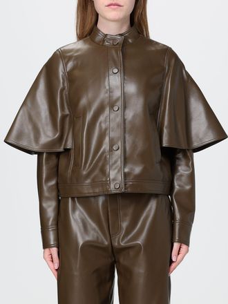 Twinset Short Faux Leather Jacket with Mandarin Collar