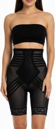 Rago Firm No Roll Breathable High Waist Thigh Slimmer Shaper in Black at Nordstrom, Size 48