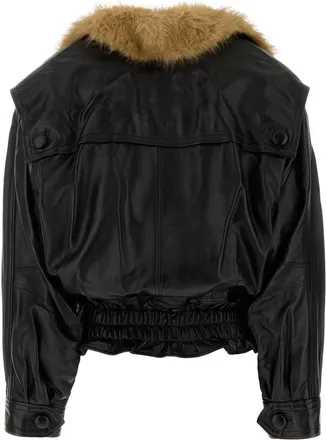 Isabel Marant Fur-Collar Leather Jacket - Black