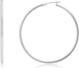 MAX + STONE Solid 10k or 14k Gold 2mm Thick Tube Hoop Earrings 12MM to 50MM