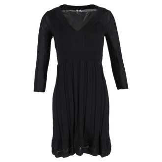 Missoni Knitted V-Neck Mini Dress in Black Viscose