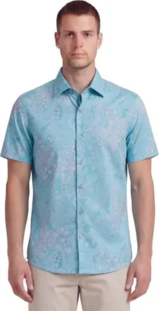 Lords of Harlech Paisley Explosion Mens Printed Button Up Shirt in Paisley Explosion Teal at Nordstrom, Size Xx-Large