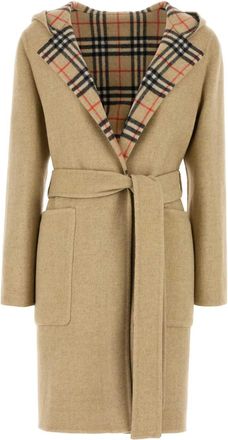 Burberry Womens Beige Wool Reversible Coat - Tan - Size EU 36 (Womens)