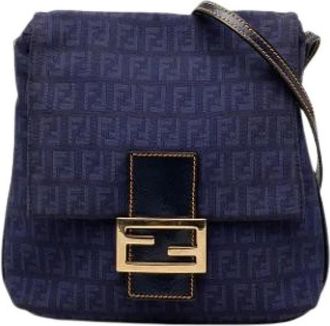 Fendi Pre-owned Crossbody Bag - Dames - Vintage Schoudertas - Blauw - ONE Size - Leer - Vintage
