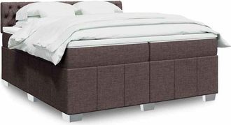 vidaXL Vidaxl - Cama Box Spring Con Colch&oacute;n Tela Marr&oacute;n Oscuro 200x200 Cm