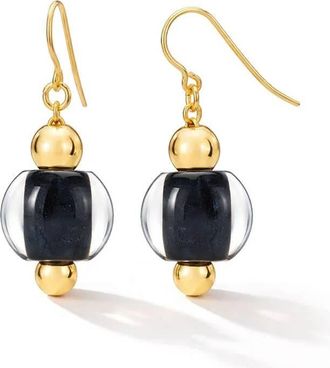 Gold & Honey Womens Bead Drop Earrings In Black & Gold