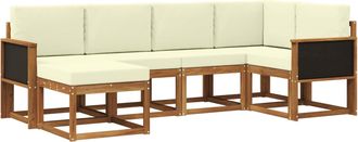 vidaXL Conjunto De Sof&aacute;s De Exterior 6 Uds. Natural Y Crema Vidaxl