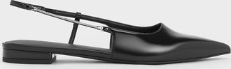 Charles & Keith Chain-Strap Pointed-Toe Slingback Flats
