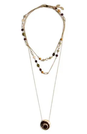 Mango Beaded Layered Necklace in Gold at Nordstrom