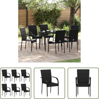 vidaXL Sedie da esterno - Sedie da Esterno Impilabili 6 pz in Polyrattan Nere
