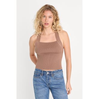 Good American Womens The Rib Strappy Tank Top | Hearth, Size Medium | Good American by Khlo&Egrave; Kardashian