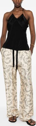 Forte_Forte Paisley-Printed Drawstring Trousers - Cream