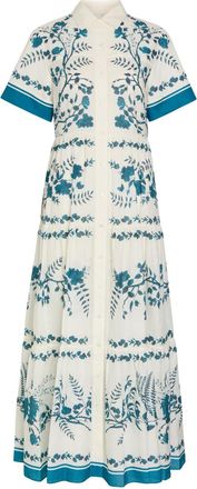 Erdem Floral-print Cotton and Linen-blend Midi Shirt Dress - Blue - 12 (UK12 / M)