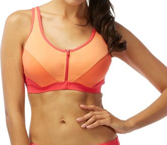 Coco Reef Barbados D-Cup Pure Racer Back Zip Front Underwire Bikini Top In Coc Coral
