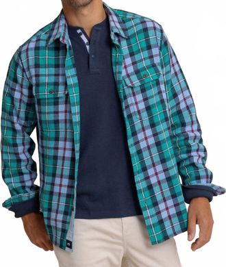 Southern Tide Beach Bluff Plaid Twill Shirt In Spruce Shade