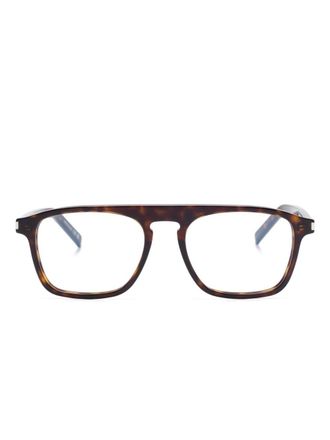 Saint Laurent Eyewear Occhiali con effetto tartarugato - Marrone