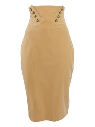 Elisabetta Franchi pre-owned button-detail skirt - Brown