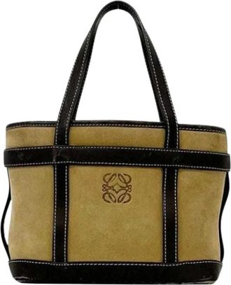 Loewe Pre-owned Suede Tote Bag - Dames - Vintage Shopper - Beige - ONE Size - Leer - Vintage