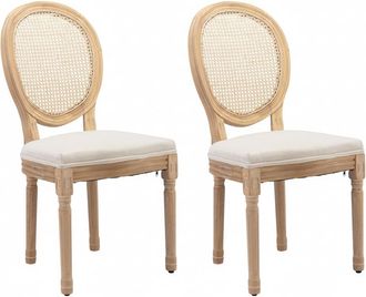 Urban Meuble Juego de 2 sillas de comedor estilo franc&eacute;s en madera y ca&ntilde;a