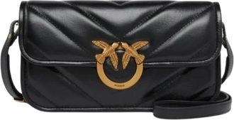 Pinko Love Box Baguette - Dames - Schoudertassen - Zwart - ONE Size - Katoen - Tassen