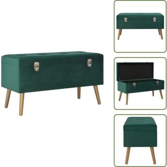 vidaXL The Living Store Panca con Vano Portaoggetti 80 cm Verde in Velluto - Panca con vano