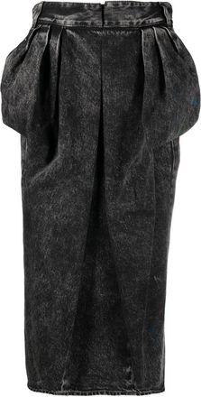Maison Margiela denim midi skirt - women - Polyester/Cotton/Cotton - 44 - Black