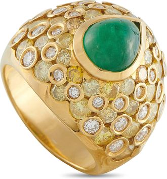 CHANTECLER 18K Yellow Gold 3.0ct Diamond and Emerald Ring CH29-121525