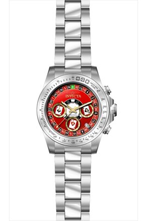 Invicta Speedway 50494 Heren Horloge - Quartz Uurwerk - Roestvrij Staal met rode Wijzerplaat - 39mm
