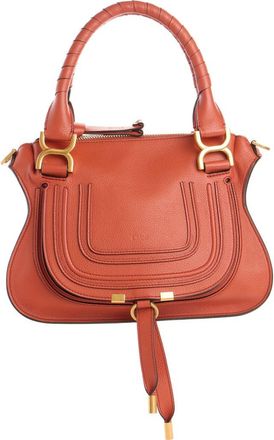 Chlo&eacute; Small Marcie Leather Satchel in Crimson Orange at Nordstrom