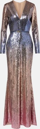 Elie Saab Ombré sequined belted gown