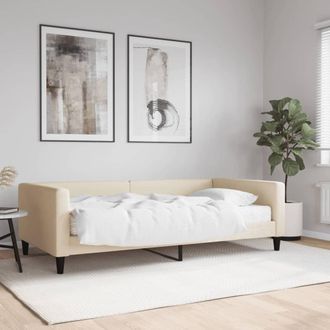 vidaXL Sof&aacute; Cama Con Colch&oacute;n Tela Crema 100x200 Cm Vidaxl