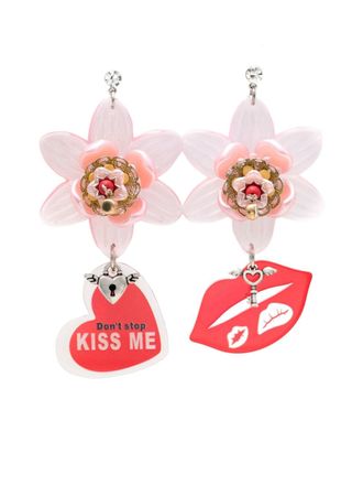 Amir Slama floral-appliqu&eacute; drop earrings - Pink