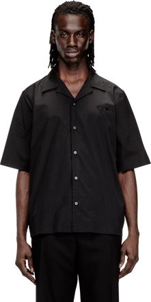 Diesel Stretch poplin shirt with Oval D embroidery - Shirts - Man - Black