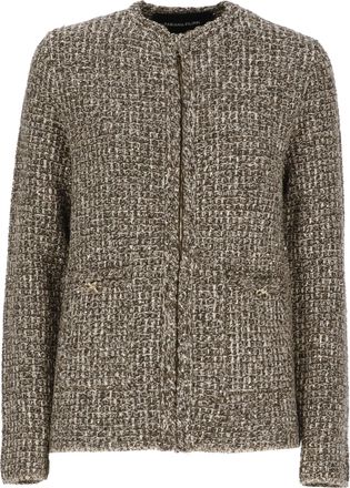 Fabiana Filippi Brown Sequined Wool-Blend Zip Blazer