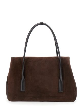 Tom Ford Womens Large Shoulder Bag Brown Suede Calf Leather