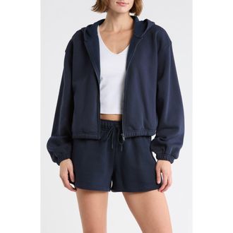 Zella Feather Fleece Zip Hoodie in Navy Sapphire at Nordstrom Rack, Size X-Small