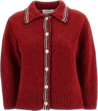 Thom Browne Hector Pointelle Cardigan - Dames - Truien - Rood - Maat: L Wol