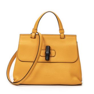 Gucci Pre-owned Womens Small Bamboo Daily Top Handle Shoulder Bag - Yellow - One Size