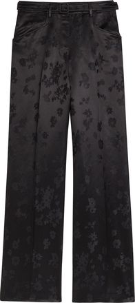 Gabriela Hearst Norman Floral-jacquard Silk Trousers - Black - 40 (UK8 / S)
