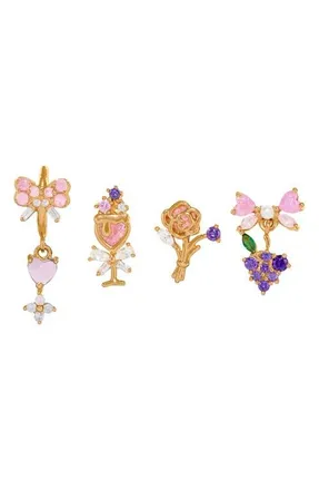 Girls Crew Ros&eacute; All Day Set of 4 Stud Earrings in Pink Multi/gold at Nordstrom
