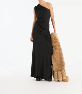 Rotate Draped One Shoulder Maxi Dress In Black