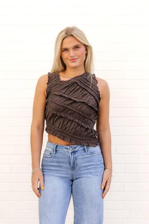 Free People Pink Sands Smocked Top In Chocolate