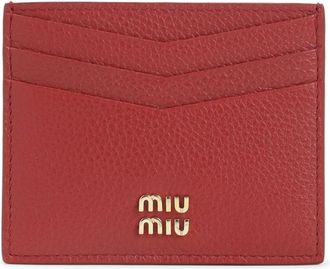 Miu Miu Wallets & Cardholders, female, Red, Size: ONE SIZE Calf Leather Card Case