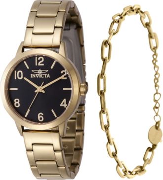 Invicta Wildflower Quartz Black Dial Ladies Watch 47273 With Bracelet