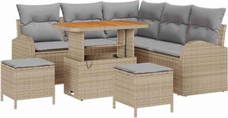 vidaXL Vidaxl - Conjunto De Sof&aacute; De Jard&iacute;n Con Coj&iacute;n 8 Pcs Beige, Gris Claro