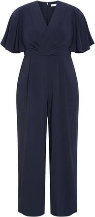 City Chic Braelynn Short Sleeve Jumpsuit in Navy at Nordstrom, Size Xxxs