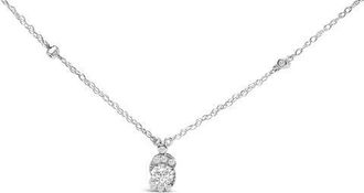 House of Brilliance Sterling Silver 5/8 Cttw Lab Grown Diamond Oval Halo Pendant Necklace at Nordstrom