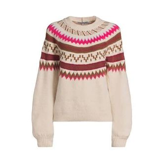 Anytime gebreide trui met ingebreid patroon crème