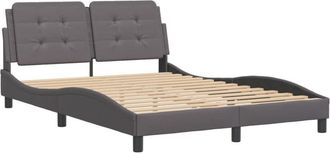 vidaXL Vidaxl - Estructura De Cama Sin Colch&oacute;n Cuero Sint&eacute;tico Gris 140x200 Cm