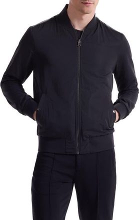 Bugatchi Soft Touch Knit Reversible Bomber Jacket in Black at Nordstrom, Size Xx-Large